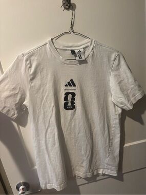 adidas White Short Sleeve Tee with Black FIFA Logo